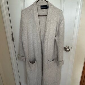 Calvin Klein Jeans Women's Light Gray long open front Cardigan size L